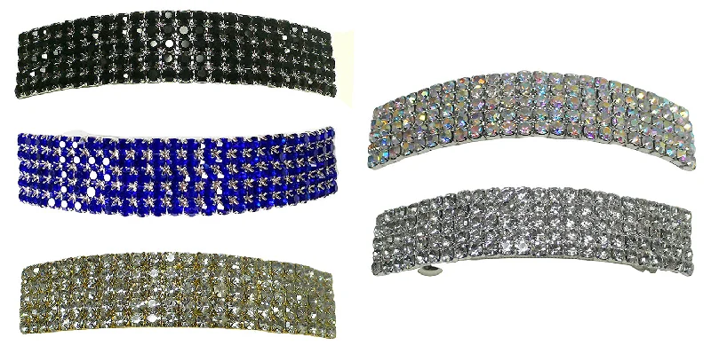 oversized crystal hairbands for formal events -Set of 5 Bella Large Rectangular Bar Crystal Barrette Hair Clip,  U86900-0004-5