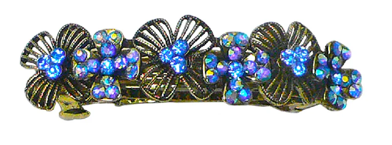 sparkling rhinestone hairpins for elegant updos -Bella Metal Crystal Barrette Sparkly Aurore Boreale YY86800-4