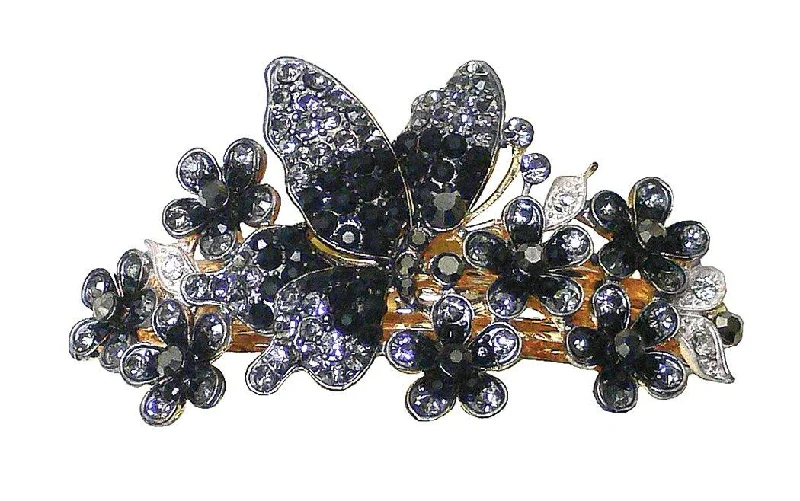 elegant rhinestone hairbands for wedding day -Crystal Flower Barrette Dazzled with AB crystals RW86012-5646