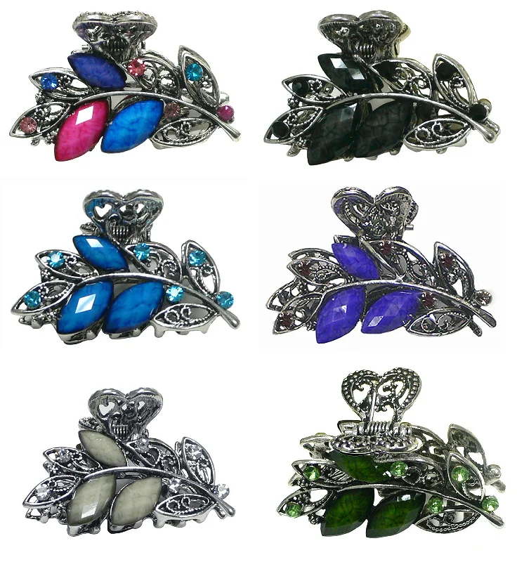 oversized rhinestone hairpins for bold looks -Set of 3 or Set of 6 Bella Small Metal Jaw Clip Claw Clip U86420-1521-3/6