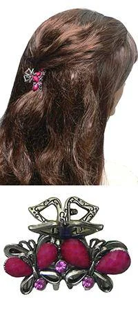 delicate velvet hairbands for vintage hairstyles -Small Metal Jaw Clip Silver Tone U86420-1519