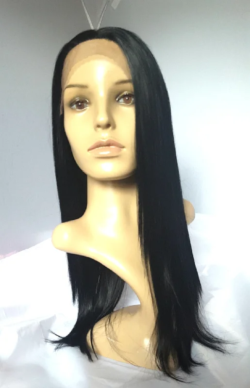 heat-resistant wigs for styling versatility -18" Long Lace Front Wig Jet Black #1