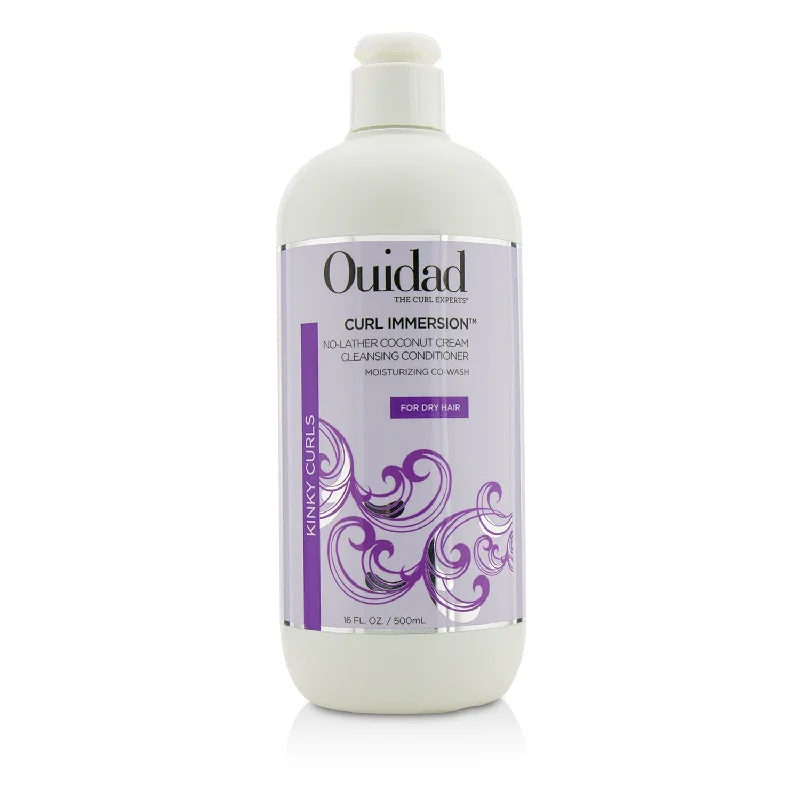 leave-in hair cream for frizz control-Ouidad Curl Immersion No-Lather Coconut Cream Cleansing Conditioner (Kinky Curls)  500ml/16oz