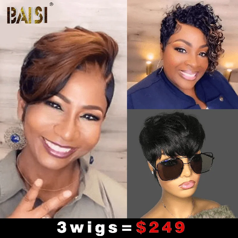 straight lace front wigs for a sleek and sophisticated look -Baisi 1 Color Full Lace Wig+1 Curly Highlight Wig+1 Machine Made Wig=$249