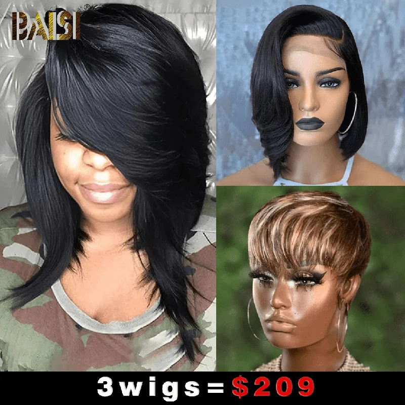 voluminous bob wigs for a chic, classic look -Baisi 1 SexyBOB Wig+1 Straight BoB Wig+1 Machine Made Wig=$209