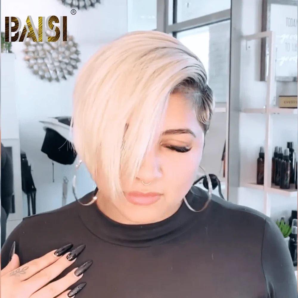 high-quality wigs for all-day comfort and wear -Baisi $129 Wholesale Price 1B/613 Full Lace Short Cut Wig