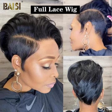 comfortable wigs for all-day wear without irritation -Baisi $129 Wholesale Price Full Lace Pixie Cut Wig