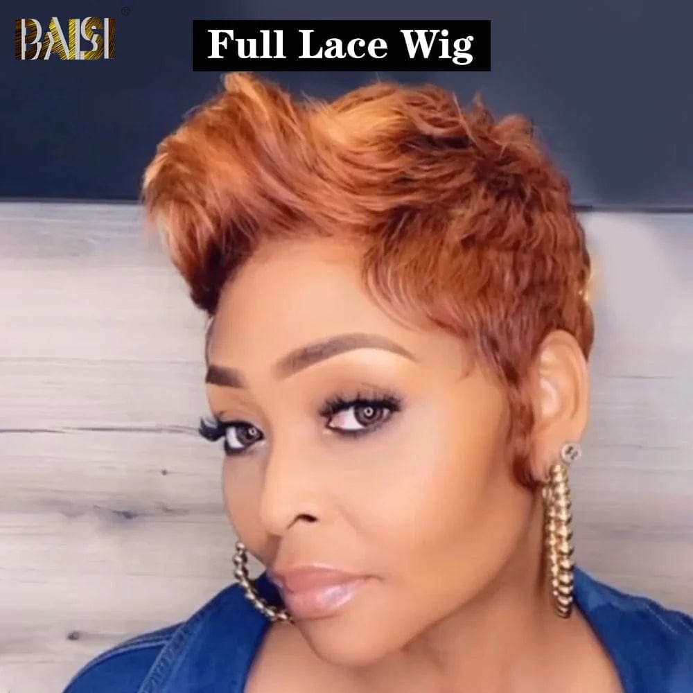 straight lace front wigs for a polished look -Baisi $139 Wholesale Price Orange Color Pixie Full Lace Wig