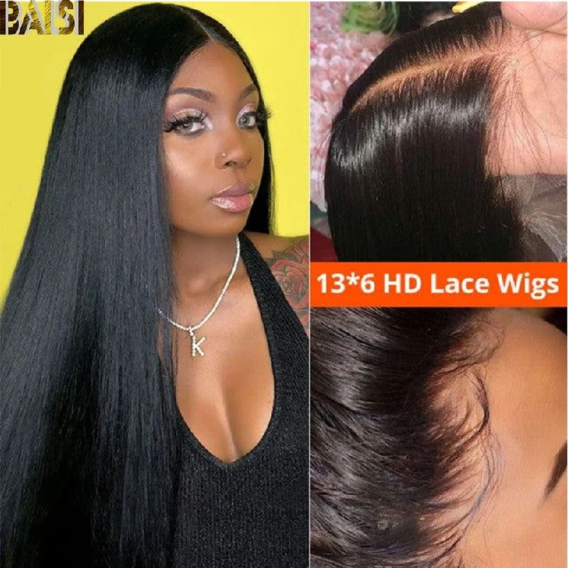 curly bob wigs for a youthful and stylish appearance -BAISI 13x6 HD Frontal Lace Wig