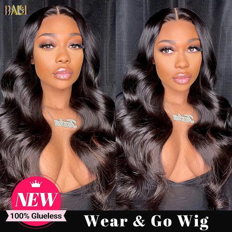 short straight wigs for professional and sleek styles -BAISI 13x6 Wear And Go Glueless Wig