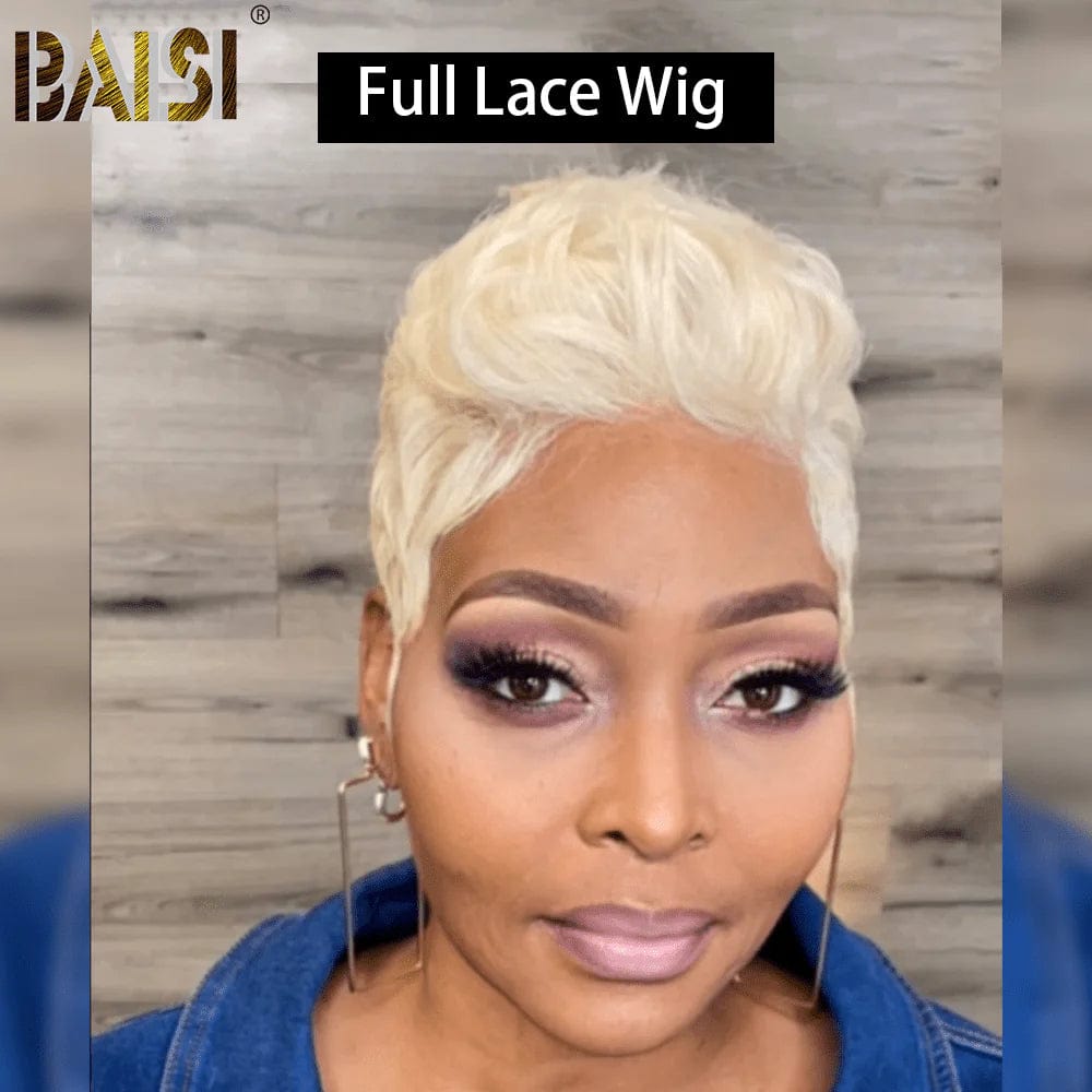 voluminous wigs for a thicker, fuller appearance -Baisi $149 Wholesale Price Blonde Full Lace Pixie Cut Wig