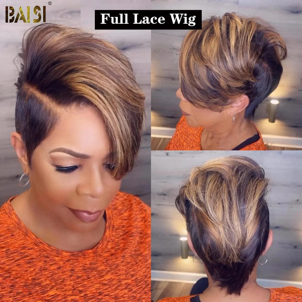 high-quality synthetic wigs for everyday use -Baisi $159 Wholesale Price Full Lace With Honey Blonde Short Wig