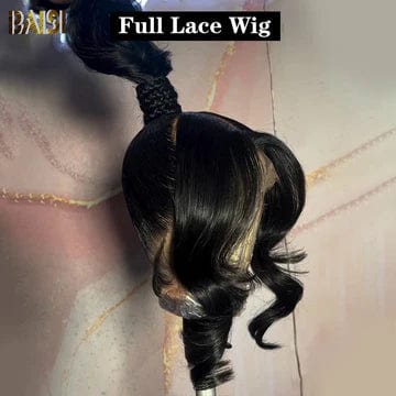 curly wigs for women with thick, voluminous hair -Baisi $199 Wholesale Price  Full Lace Wig With Ponytail