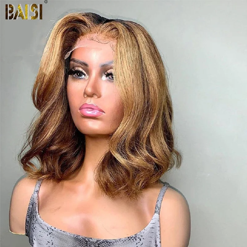 trendy ombre wigs for a stunning color transition -BAISI 1b#4mix 27 Bob Body Wave Wig