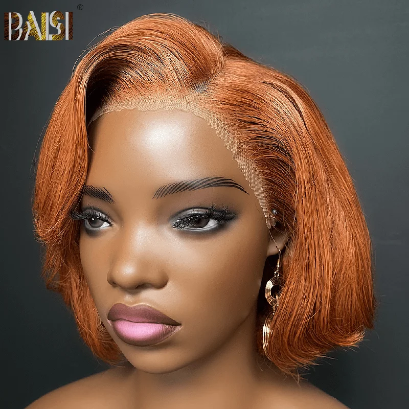 voluminous wigs for added thickness and volume -BAISI 250% Ginger Color Lace BoB Wig