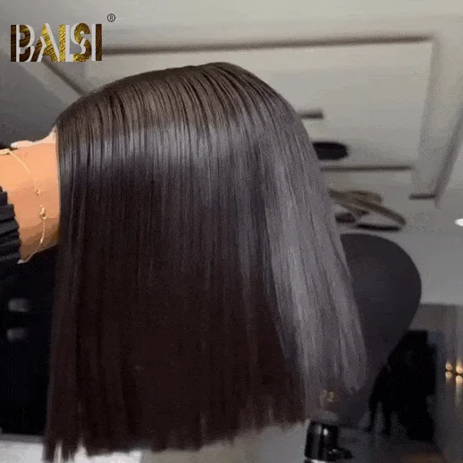 sleek long wigs for a smooth, polished finish -BAISI 2X6 Lace Double Drawn Straight BoB Wig