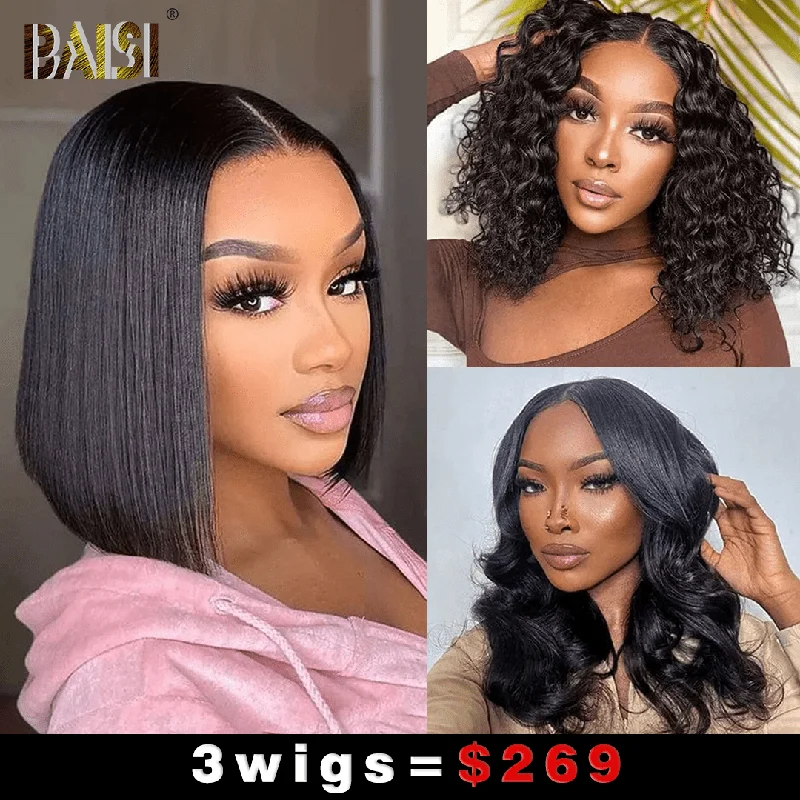 natural-looking lace front wigs for everyday wear -Baisi 3 BOB Wigs Wholesale Deal