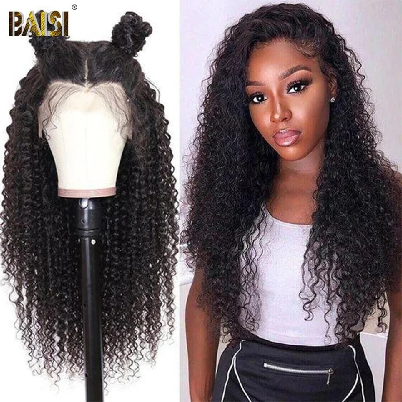 curly lace wigs for more defined curls and volume -BAISI 12A Bleached Knots  Curly Lace Wig Pre plucked