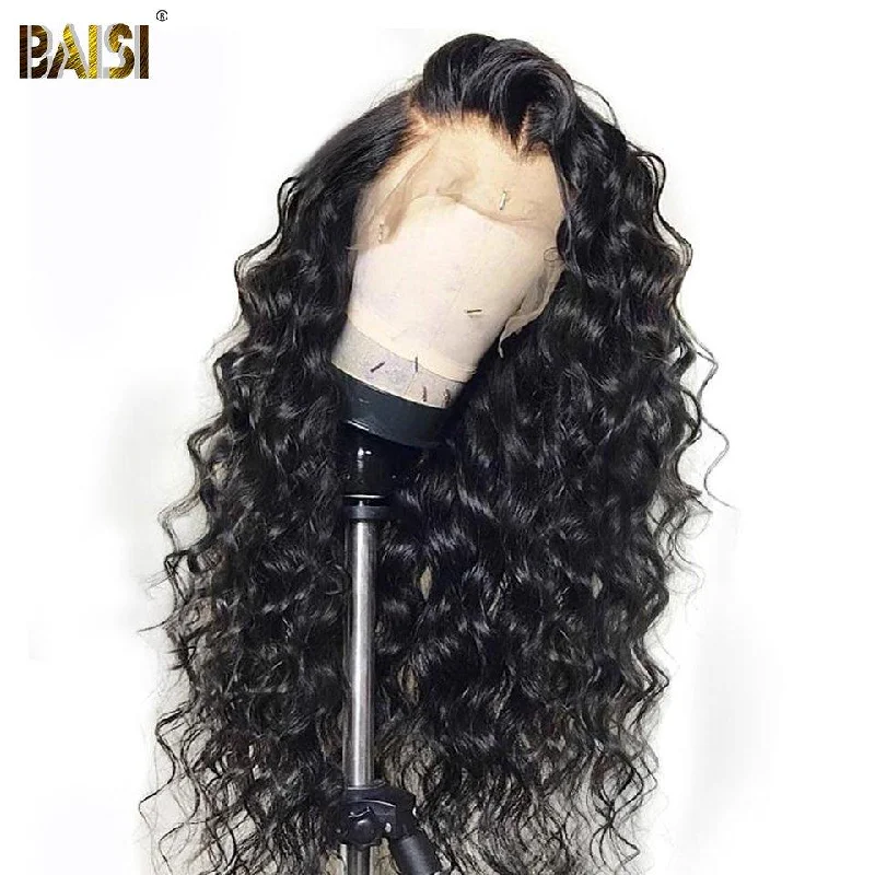 full lace wigs for seamless blending and comfort -BAISI 12A Bleached Knots Natural Wave Wig Preplucked