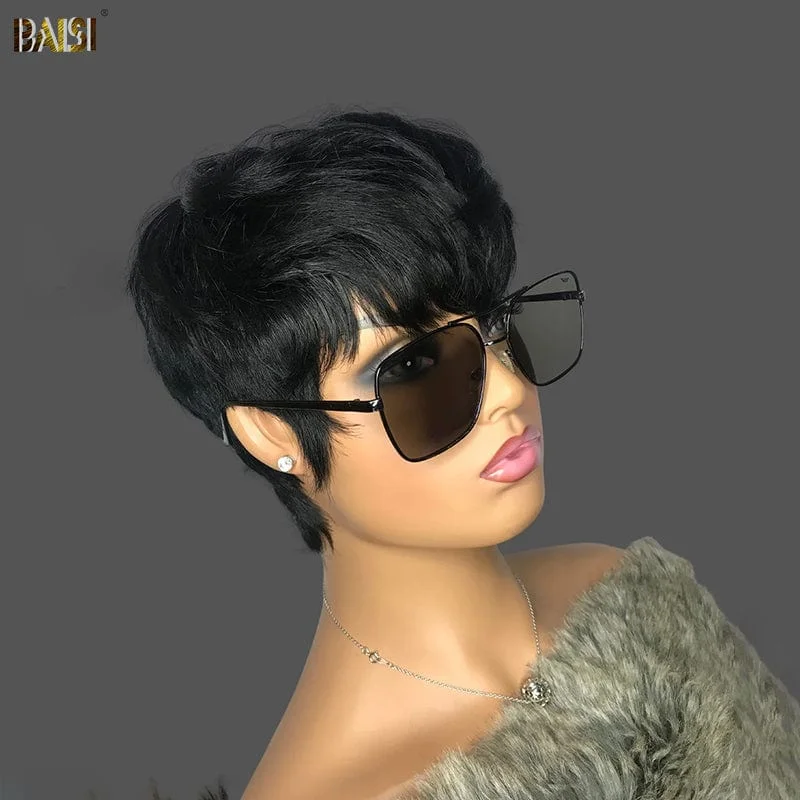 short straight wigs for professional and sleek styles -Baisi $39 Wholesale Price Kristen Machine Made Short Cut Wig