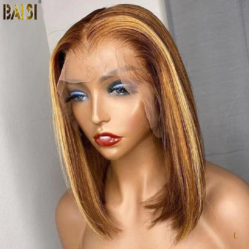 short bob wigs for a polished and elegant style -BAISI #4Mix27 Color Bob Lace Wig