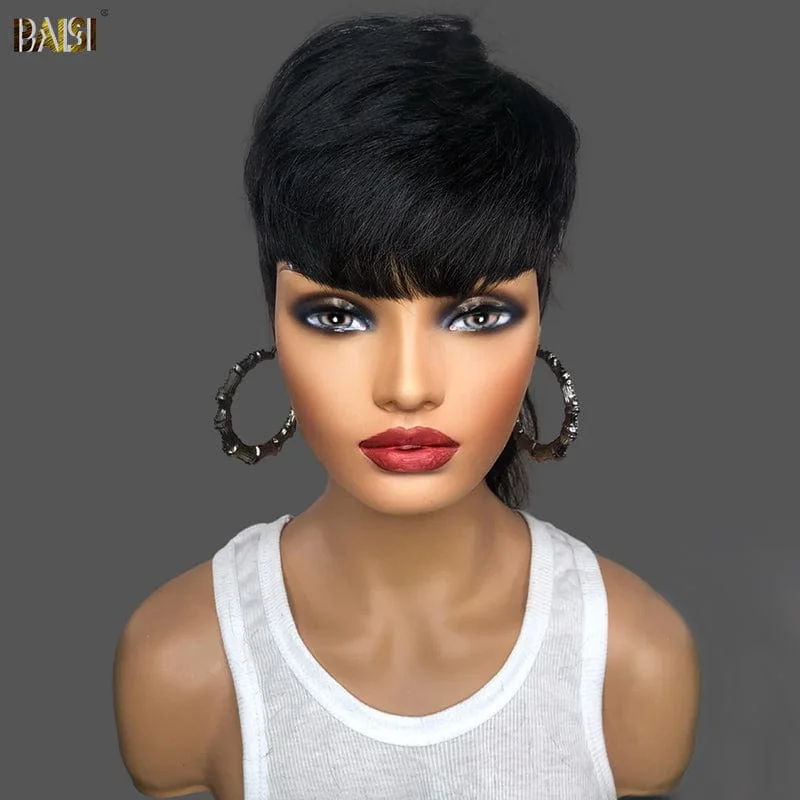 short textured wigs for edgy, modern styles -Baisi $59 Wholesale Price Short Mullet Glueless Wig