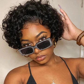 voluminous short wigs for fresh, fun looks -Baisi $69 Wholesale Price SLICK BACK SHORT CUT CUTE CURL Pixie Cut Wig