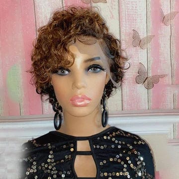 voluminous pixie wigs for bold, fun styles -Baisi $79 Wholesale Price 4# SHORT CUT CUTE CURL Pixie Cut Wig