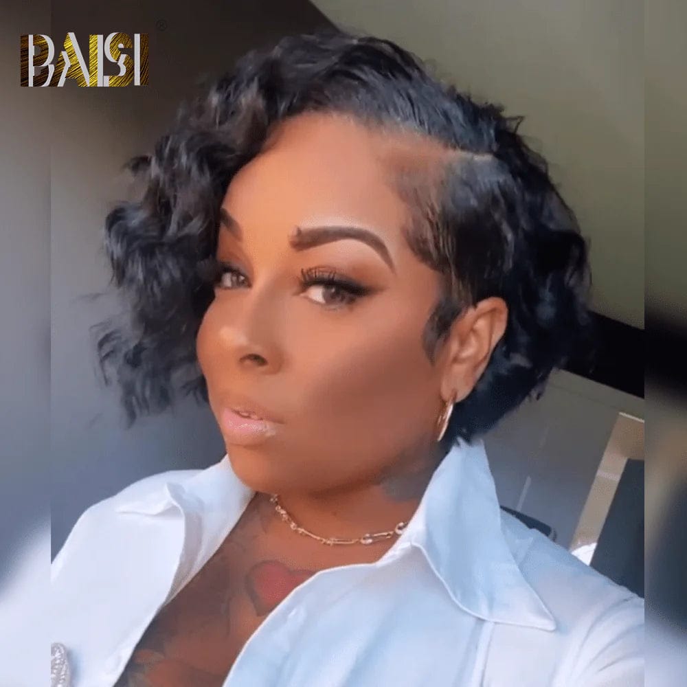 braided lace wigs for easy protective styling -Baisi $79 Wholesale Price Loose Wave Side Part BOB Wig