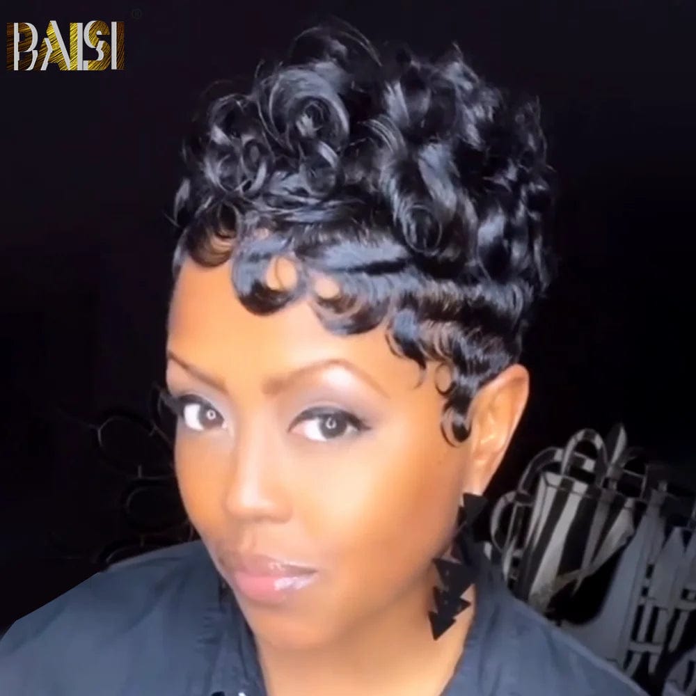 comfortable lace wigs for easy and secure wear -Baisi $79 Wholesale Price  Sexy Finger Wave Lace Short Wig