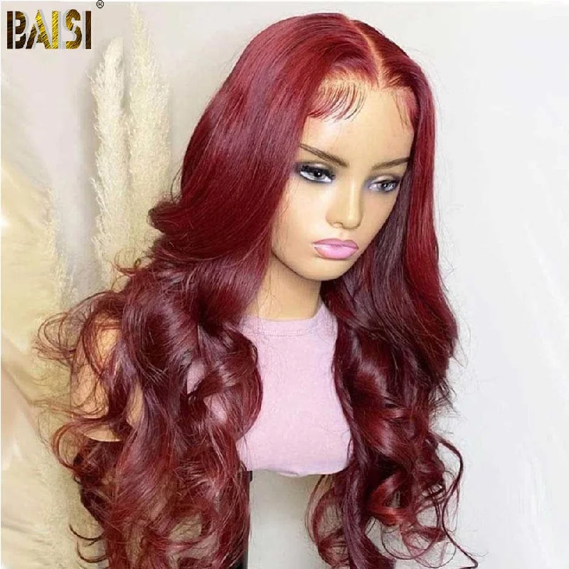 full lace wigs for more comfortable wear -BAISI 99J# Burgundy Color Lace Wig