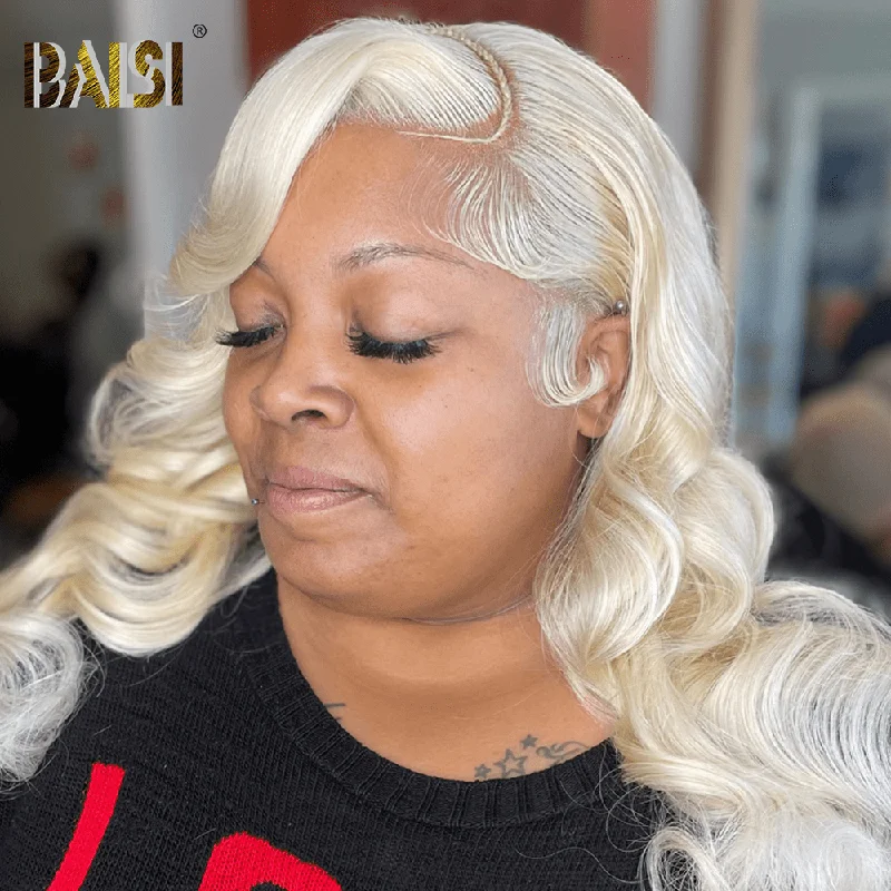 high-quality synthetic wigs for long-lasting styling -BAISI  Blonde Wavy Lace Wig