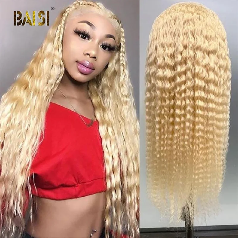 chic long wigs for dramatic styling -BAISI Blonde Customized Wig 613# Deep Wave Wig