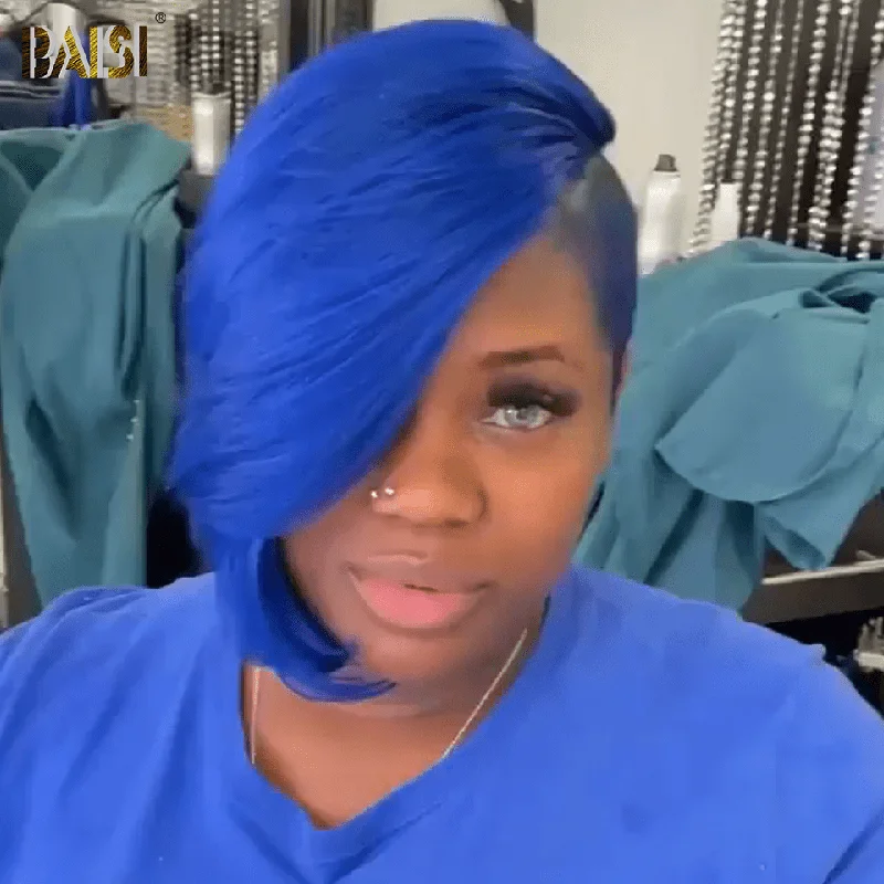 comfortable synthetic wigs for everyday wear -BAISI Blue Straight Partial Topper(Not A Wig)