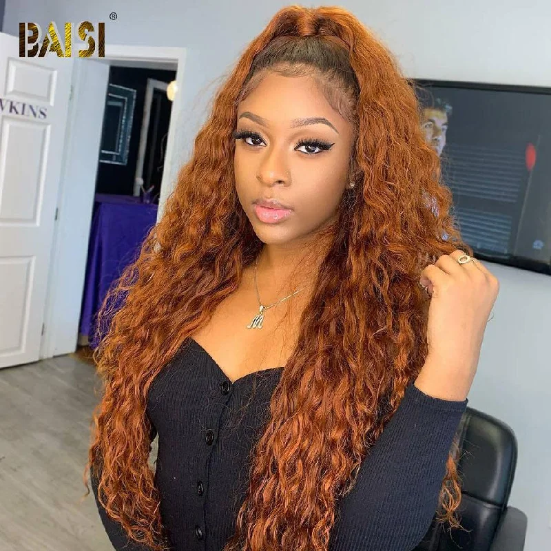 chic lace front wigs for realistic and flattering looks -BAISI Color 1B/Ginger Orange Top Quality Customized Wig Natural Wave