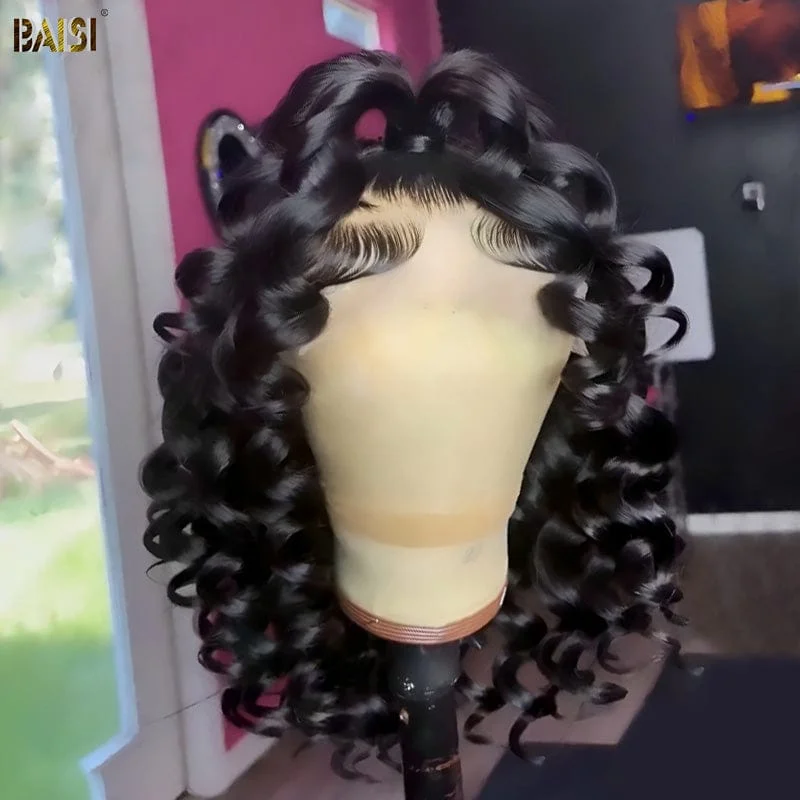 heat-resistant wigs for versatile styling with heat tools -BAISI Cute Curl Lace Wig