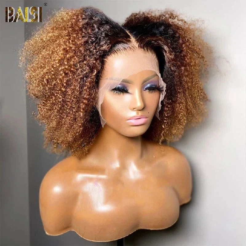 voluminous medium-length wigs for thicker hair -BAISI Elegant Bouncy Curly #4/27 Wig