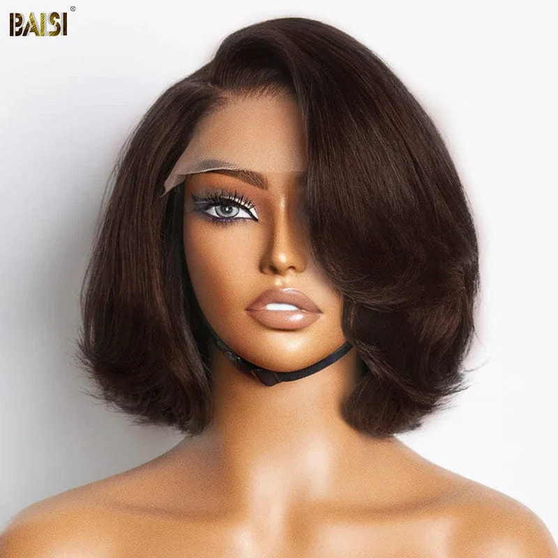 voluminous bob wigs for a chic, classic look -Baisi Elegant Brown Short Wig