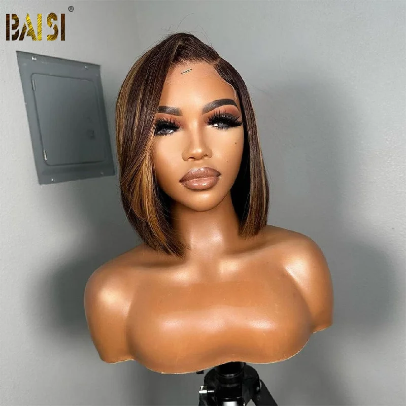 full coverage wigs for a fuller, thicker look -BAISI Fashion Highlight Straight BoB Wig