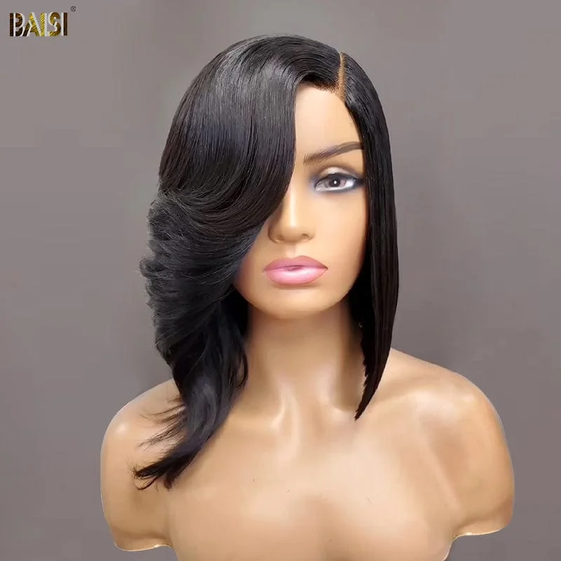 wigs for men with thinning hair for added fullness -BAISI Fashion Side part Frontal Bob Wig