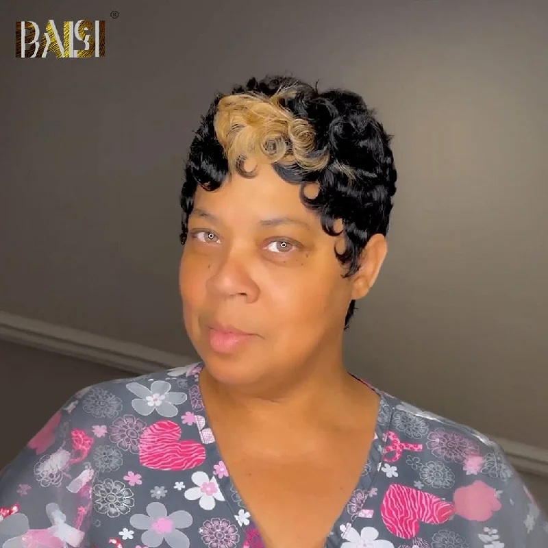 wigs for women with fine hair for a fuller look -Baisi Finger Wave With Honey Blonde Lace Wig