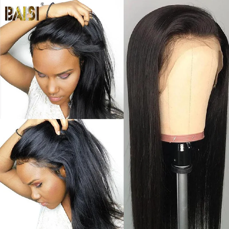 voluminous curly wigs for a dramatic, bold look -BAISI 12A Bleached Knots Straight Lace Wig