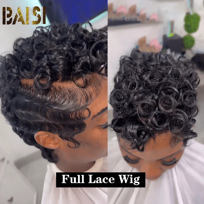 elegant medium-length wigs for a balanced, chic look -BAISI Full Lace With Curly Wig