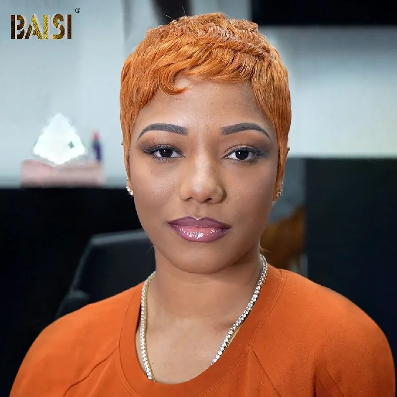 premium lace front wigs for flawless styling -BAISI Ginger Machine Made Short Cut Wig