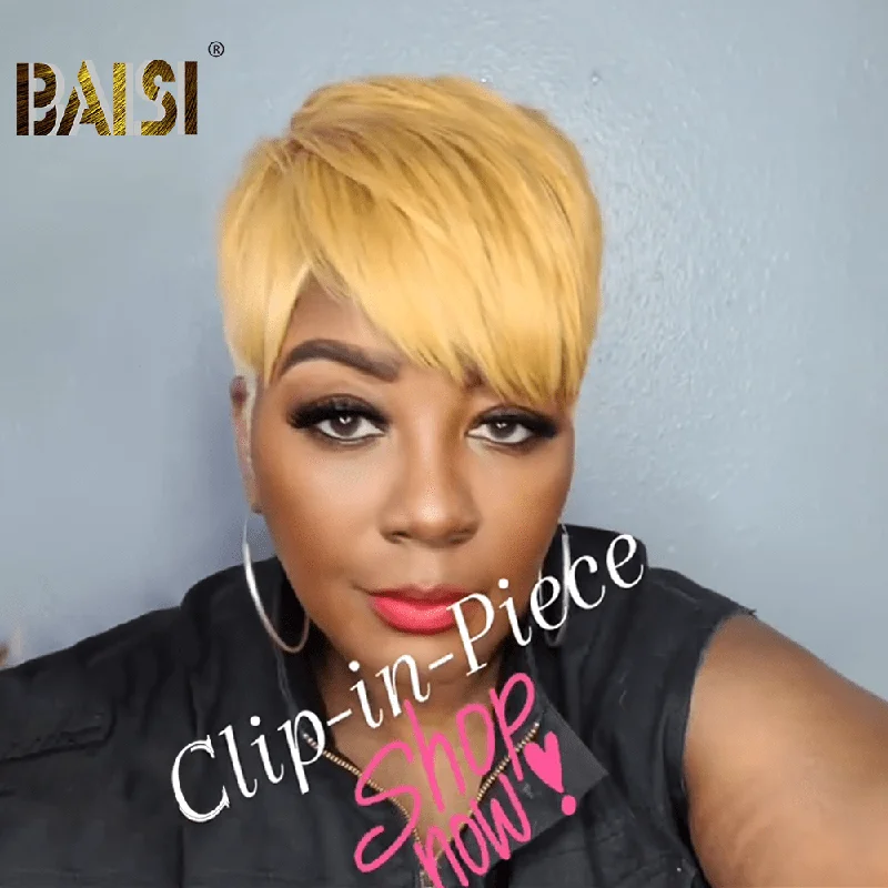 comfortable wigs for women with sensitive scalps -BAISI Honey Blonde Partial Topper