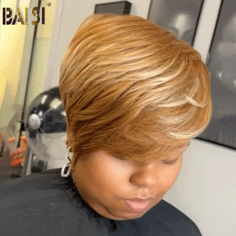 trendy ombre lace wigs for stunning hair transformations -BAISI Machine Made Wig Honey Blonde Wig