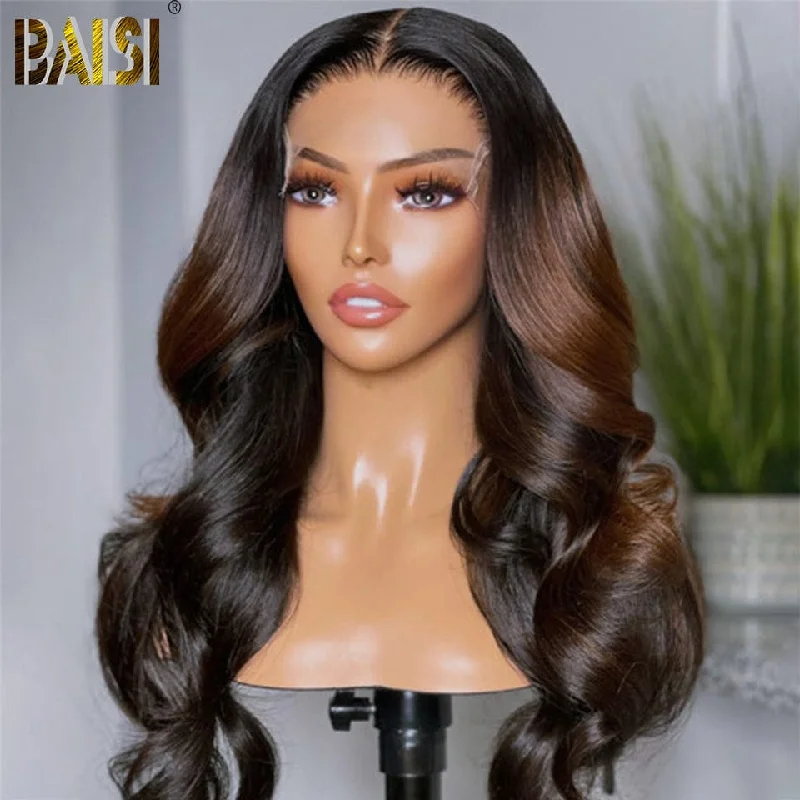 voluminous pixie cut wigs for playful styles -BAISI Mix Chestnut Brown Big Loose Wave Wig