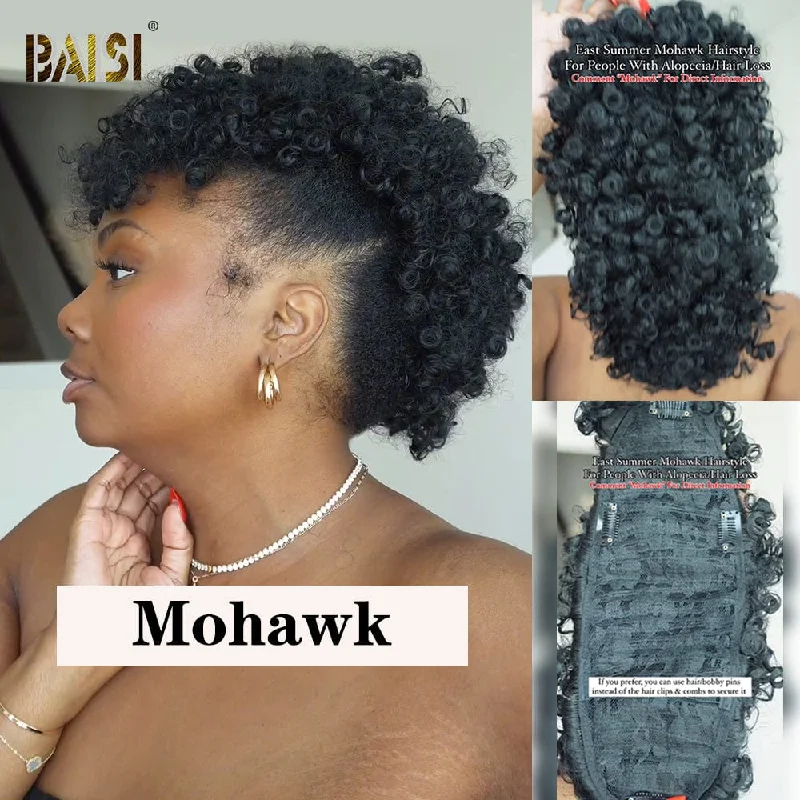 medium-length curly wigs for easy, stylish wear -BAISI Mohawk PartialTopper(Not A Wig)