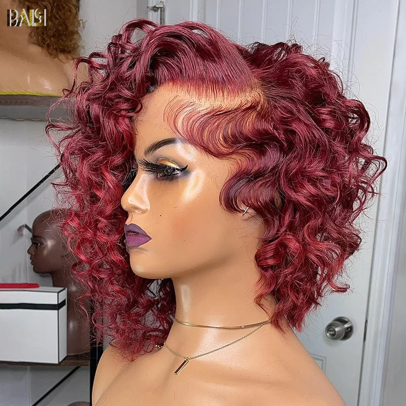 premium lace front wigs for flawless styling -BAISI Perfect Layered Cut Burgundy Wavy Wig