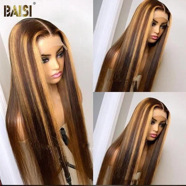 sleek long wigs for chic, sophisticated looks -BAISI Piano Color Straight Hair Wig